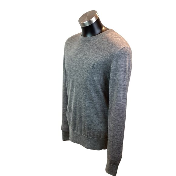 Allsaints Merino Wool Crewneck Sweater Mens Large Gray RWS Certified - Picture 5 of 12